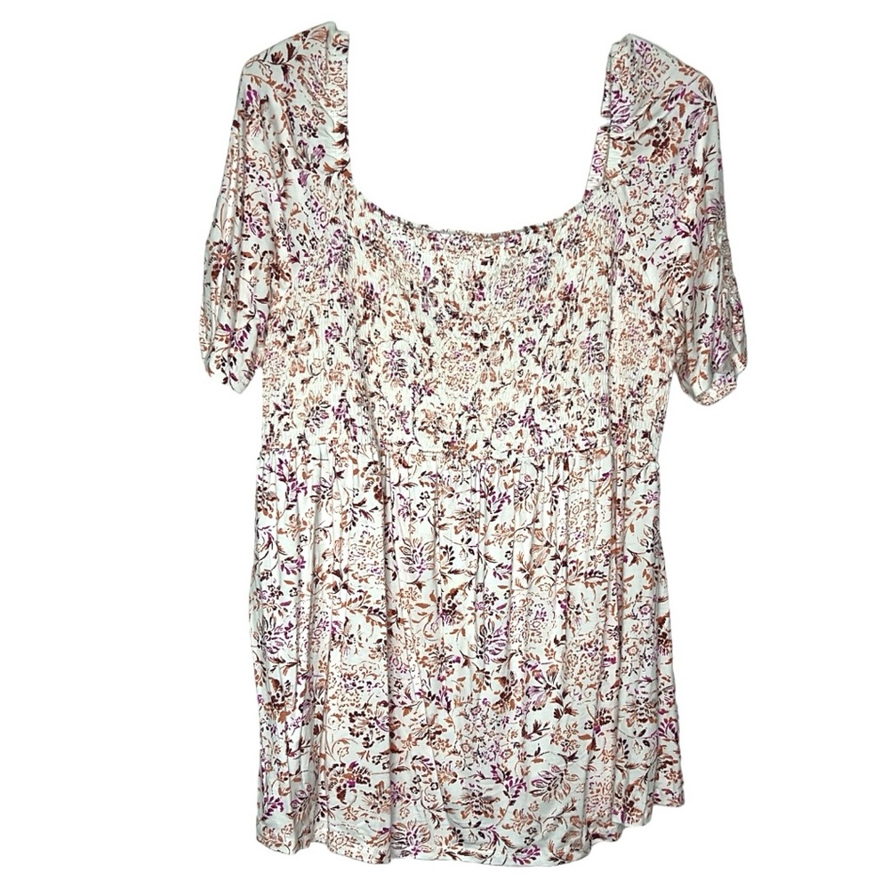 Isabel Maternity Floral Paisley Smocked Babydoll Peplum Top